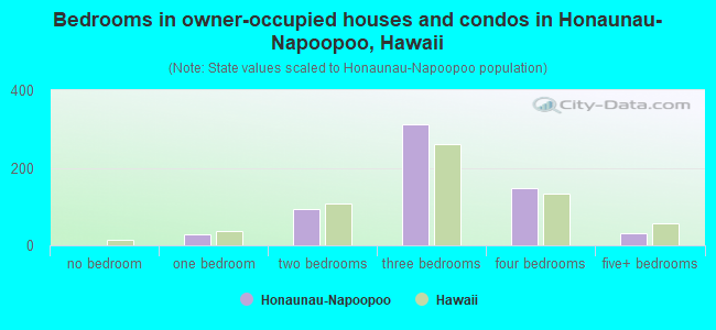 Bedrooms in owner-occupied houses and condos in Honaunau-Napoopoo, Hawaii