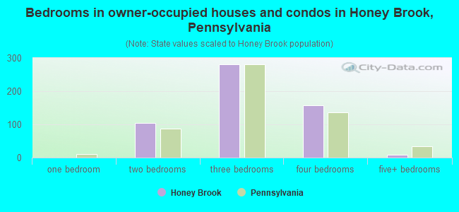 Bedrooms in owner-occupied houses and condos in Honey Brook, Pennsylvania