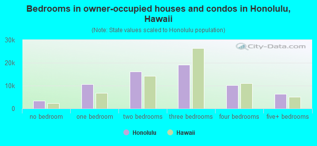 Bedrooms in owner-occupied houses and condos in Honolulu, Hawaii