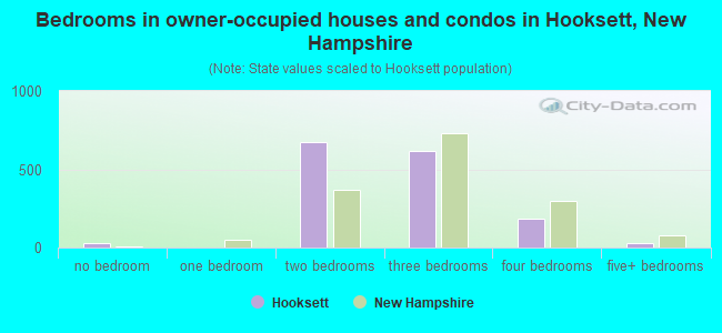 Bedrooms in owner-occupied houses and condos in Hooksett, New Hampshire