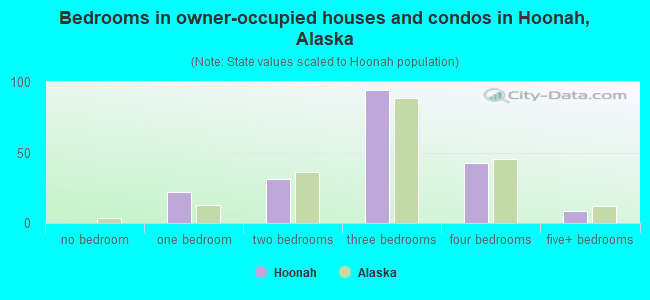 Bedrooms in owner-occupied houses and condos in Hoonah, Alaska