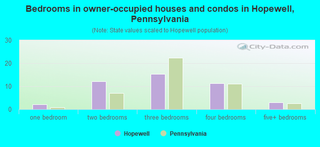 Bedrooms in owner-occupied houses and condos in Hopewell, Pennsylvania