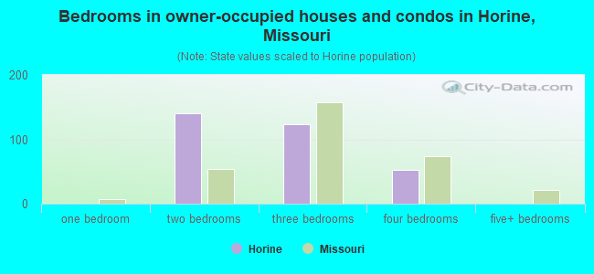 Bedrooms in owner-occupied houses and condos in Horine, Missouri