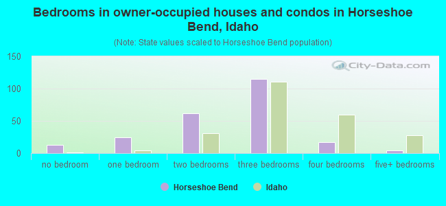 Bedrooms in owner-occupied houses and condos in Horseshoe Bend, Idaho