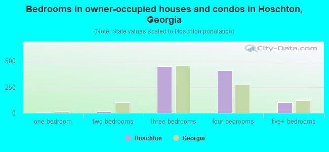 Bedrooms in owner-occupied houses and condos in Hoschton, Georgia