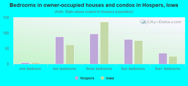 Bedrooms in owner-occupied houses and condos in Hospers, Iowa