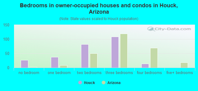 Bedrooms in owner-occupied houses and condos in Houck, Arizona