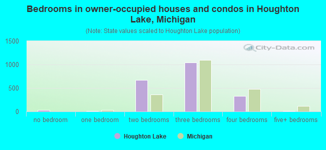 Bedrooms in owner-occupied houses and condos in Houghton Lake, Michigan