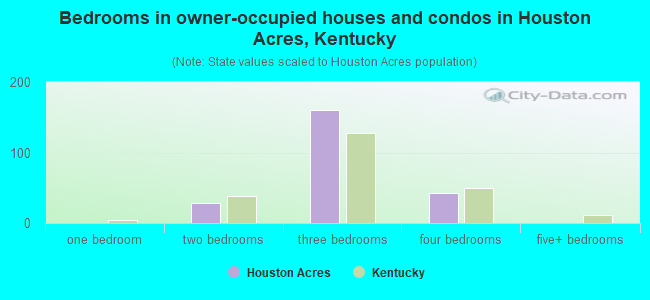 Bedrooms in owner-occupied houses and condos in Houston Acres, Kentucky