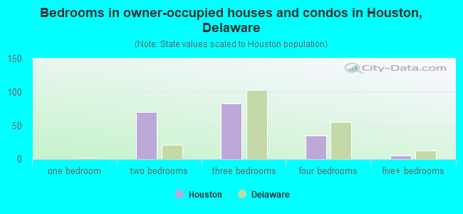 Bedrooms in owner-occupied houses and condos in Houston, Delaware