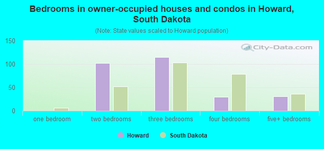 Bedrooms in owner-occupied houses and condos in Howard, South Dakota