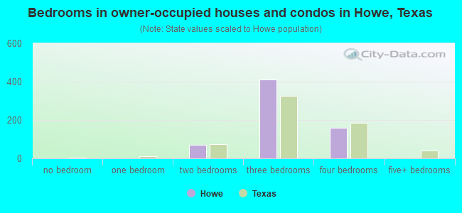 Bedrooms in owner-occupied houses and condos in Howe, Texas