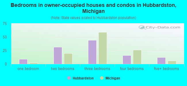 Bedrooms in owner-occupied houses and condos in Hubbardston, Michigan