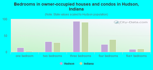 Bedrooms in owner-occupied houses and condos in Hudson, Indiana