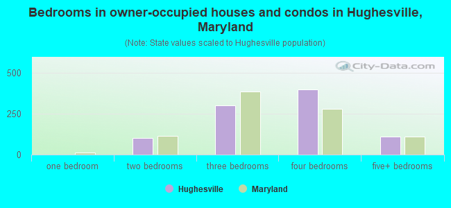 Bedrooms in owner-occupied houses and condos in Hughesville, Maryland