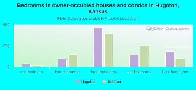 Bedrooms in owner-occupied houses and condos in Hugoton, Kansas