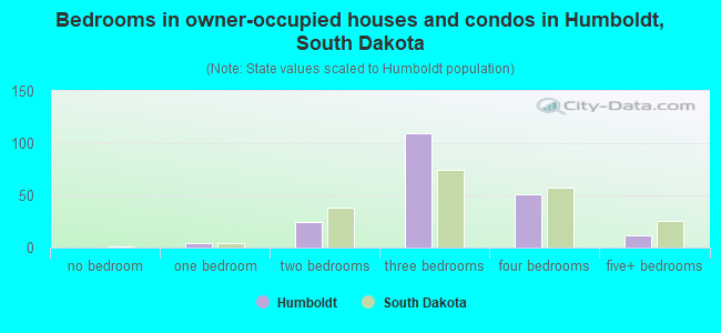 Bedrooms in owner-occupied houses and condos in Humboldt, South Dakota