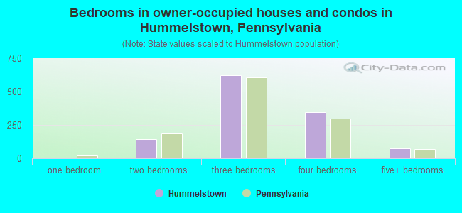 Bedrooms in owner-occupied houses and condos in Hummelstown, Pennsylvania