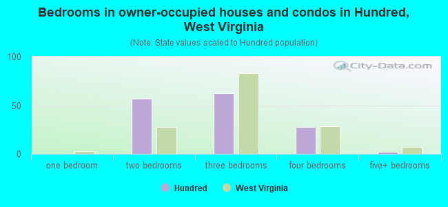 Bedrooms in owner-occupied houses and condos in Hundred, West Virginia