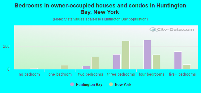 Bedrooms in owner-occupied houses and condos in Huntington Bay, New York