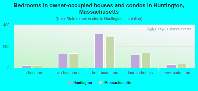 Bedrooms in owner-occupied houses and condos in Huntington, Massachusetts
