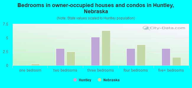 Bedrooms in owner-occupied houses and condos in Huntley, Nebraska