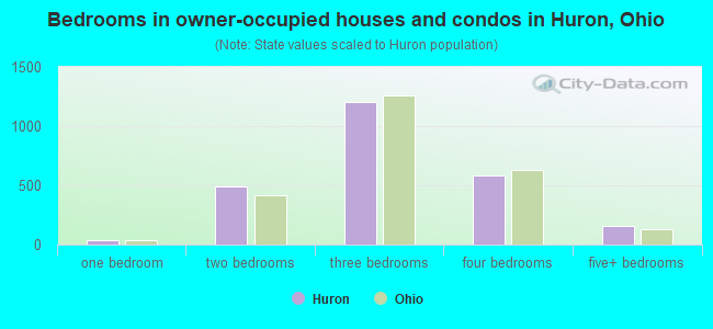 Bedrooms in owner-occupied houses and condos in Huron, Ohio