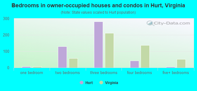 Bedrooms in owner-occupied houses and condos in Hurt, Virginia