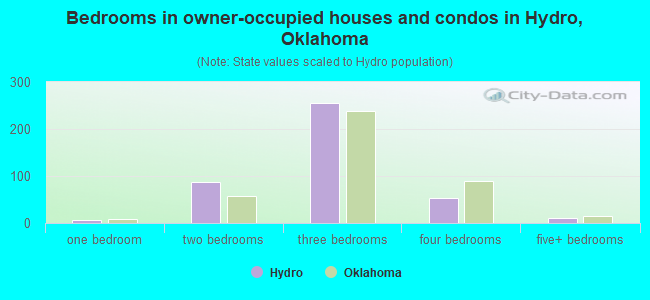 Bedrooms in owner-occupied houses and condos in Hydro, Oklahoma