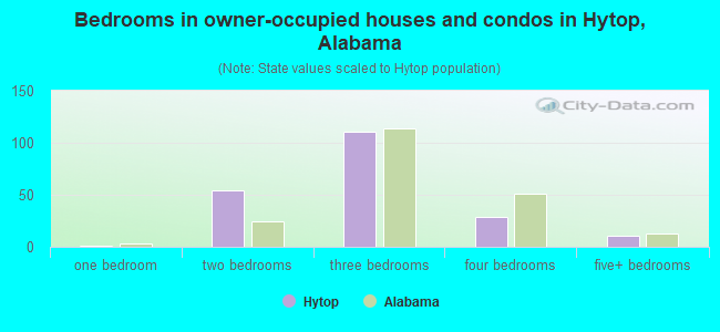 Bedrooms in owner-occupied houses and condos in Hytop, Alabama