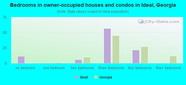 Bedrooms in owner-occupied houses and condos in Ideal, Georgia