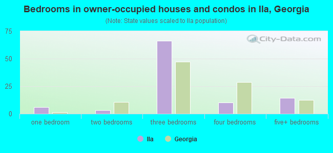Bedrooms in owner-occupied houses and condos in Ila, Georgia