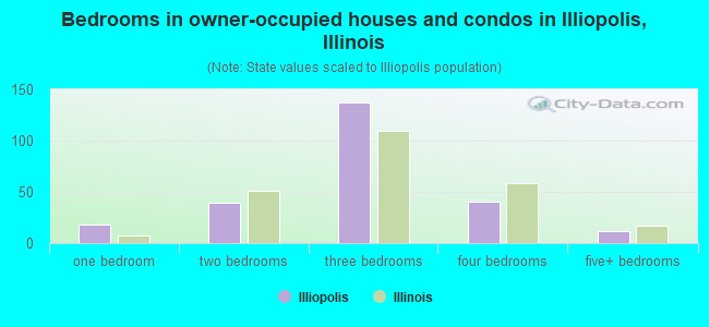 Bedrooms in owner-occupied houses and condos in Illiopolis, Illinois