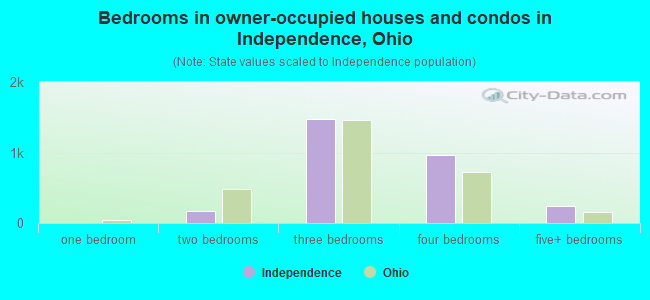 Bedrooms in owner-occupied houses and condos in Independence, Ohio