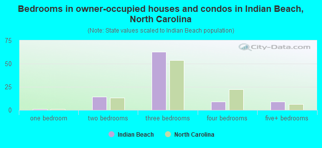 Bedrooms in owner-occupied houses and condos in Indian Beach, North Carolina