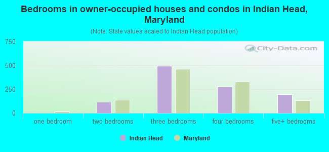 Bedrooms in owner-occupied houses and condos in Indian Head, Maryland