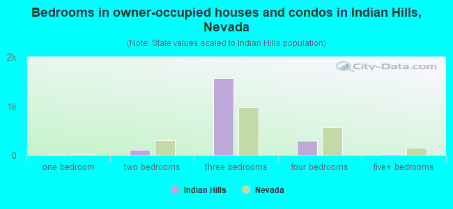 Bedrooms in owner-occupied houses and condos in Indian Hills, Nevada
