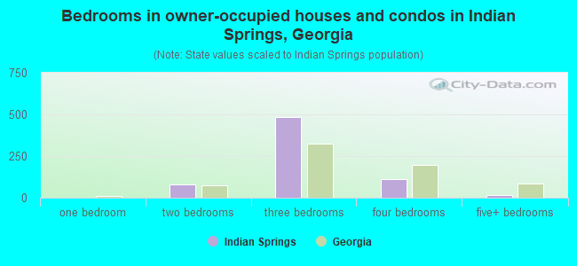 Bedrooms in owner-occupied houses and condos in Indian Springs, Georgia