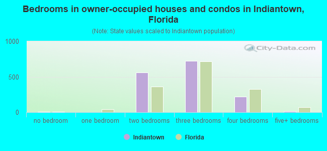 Bedrooms in owner-occupied houses and condos in Indiantown, Florida