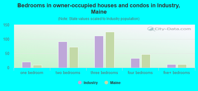 Bedrooms in owner-occupied houses and condos in Industry, Maine