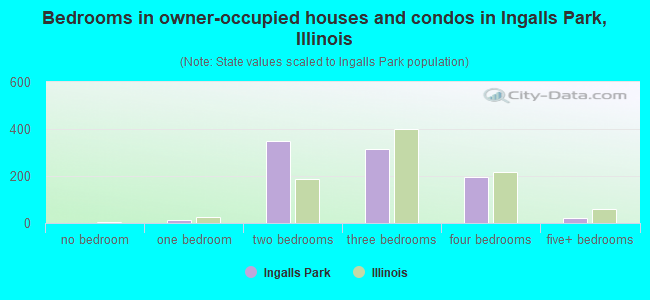 Bedrooms in owner-occupied houses and condos in Ingalls Park, Illinois