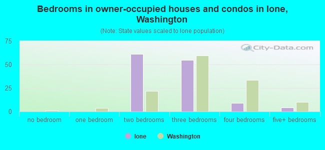 Bedrooms in owner-occupied houses and condos in Ione, Washington