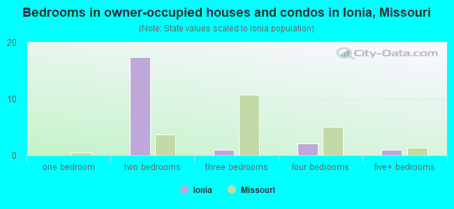 Bedrooms in owner-occupied houses and condos in Ionia, Missouri