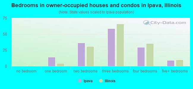 Bedrooms in owner-occupied houses and condos in Ipava, Illinois