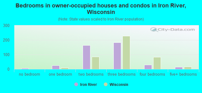 Bedrooms in owner-occupied houses and condos in Iron River, Wisconsin