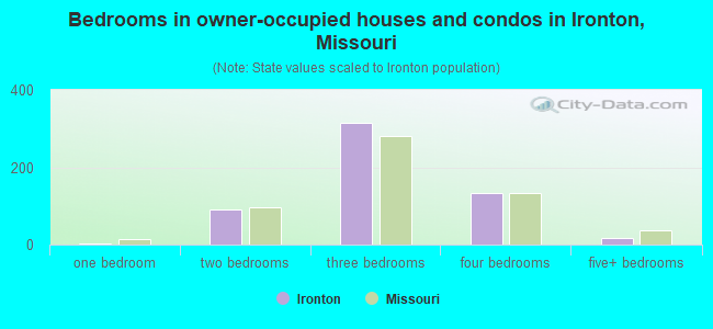 Bedrooms in owner-occupied houses and condos in Ironton, Missouri