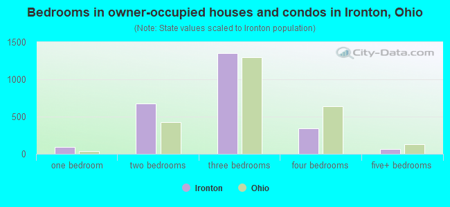 Bedrooms in owner-occupied houses and condos in Ironton, Ohio