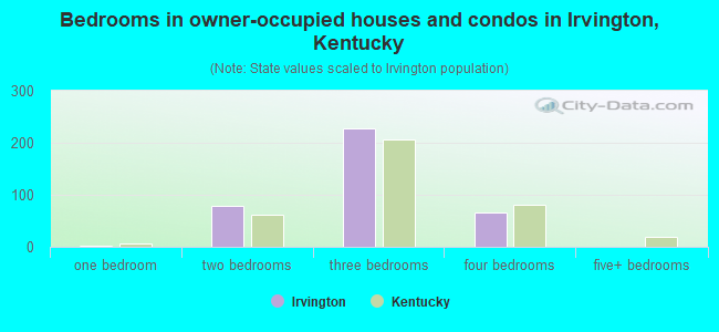 Bedrooms in owner-occupied houses and condos in Irvington, Kentucky