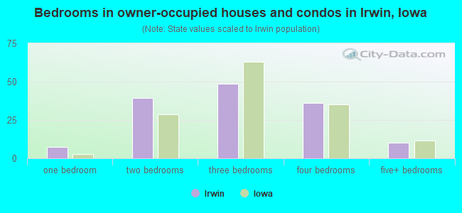 Bedrooms in owner-occupied houses and condos in Irwin, Iowa