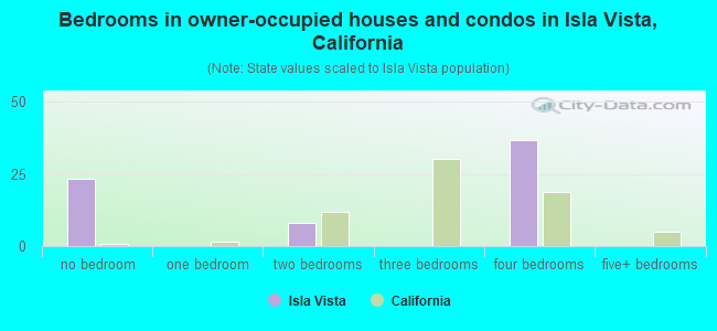 Bedrooms in owner-occupied houses and condos in Isla Vista, California